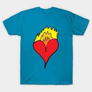 Burning red heart ! A cute, pretty, beautiful red heart drawing which is burning. T-Shirt